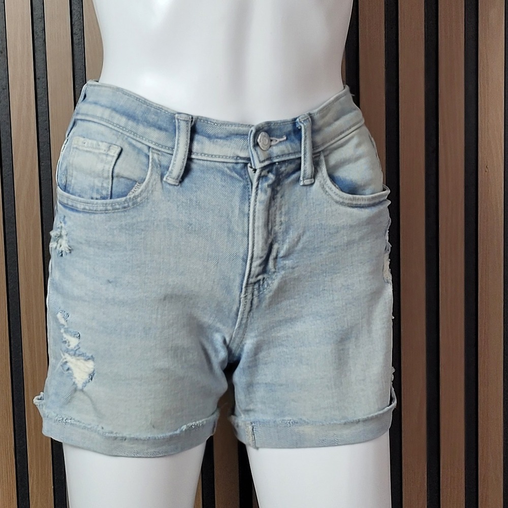 Old Navy Denim Shorts Kids 14 Light Blue Excellent Distressed Slouchy Straight